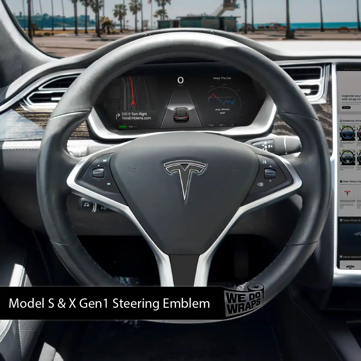 3M Matte Black Metallic Tesla Steering Wheel Wrap | Model S