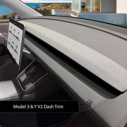 3M Matte Black Metallic Tesla Dash Trim Wrap | Model 3 ’24-26 Refresh