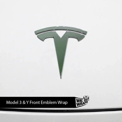 3M Matte Military Green Tesla Emblem Decals (Front + Back) | Model 3