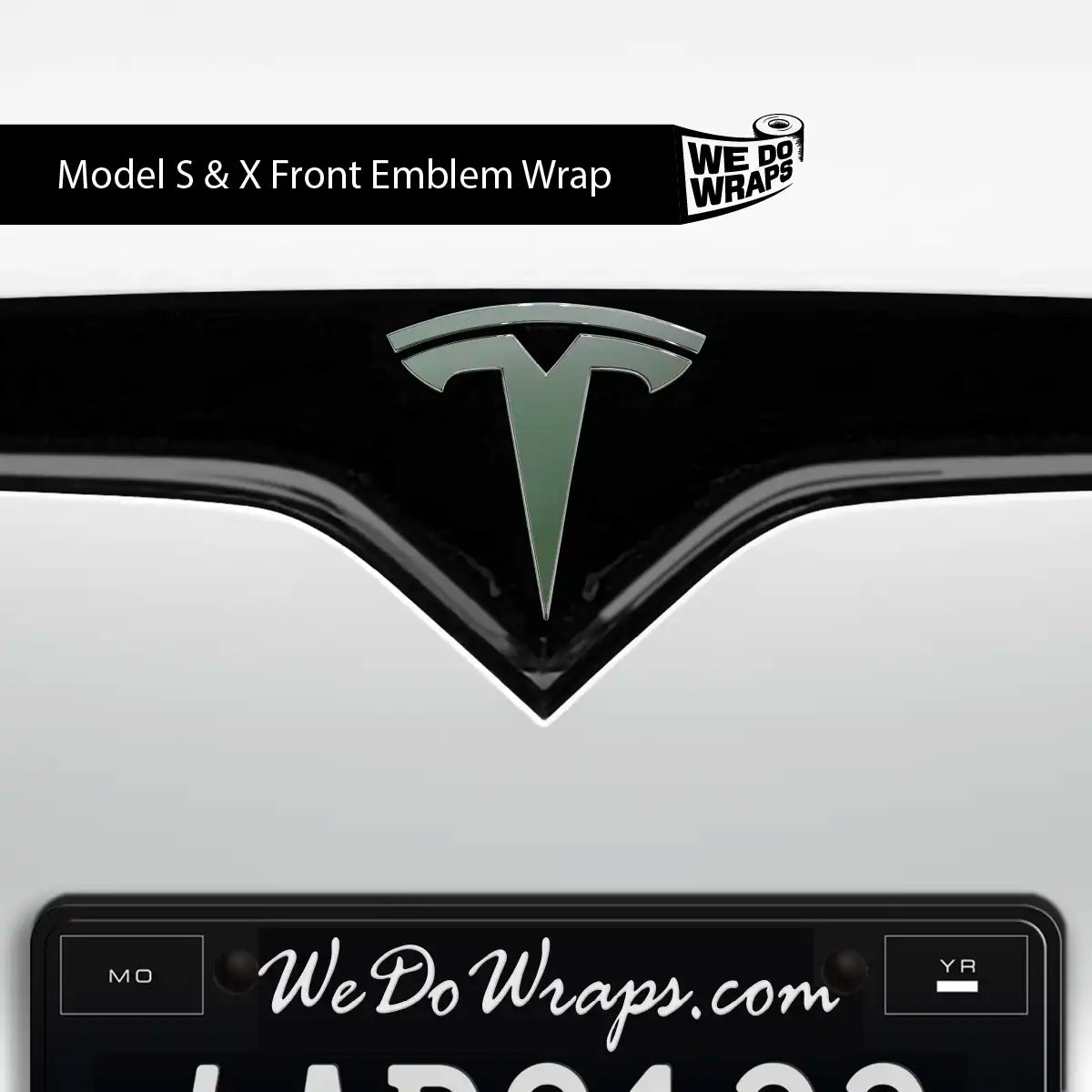 3M Matte Military Green Tesla Emblem Decals (Front + Back) | Model X