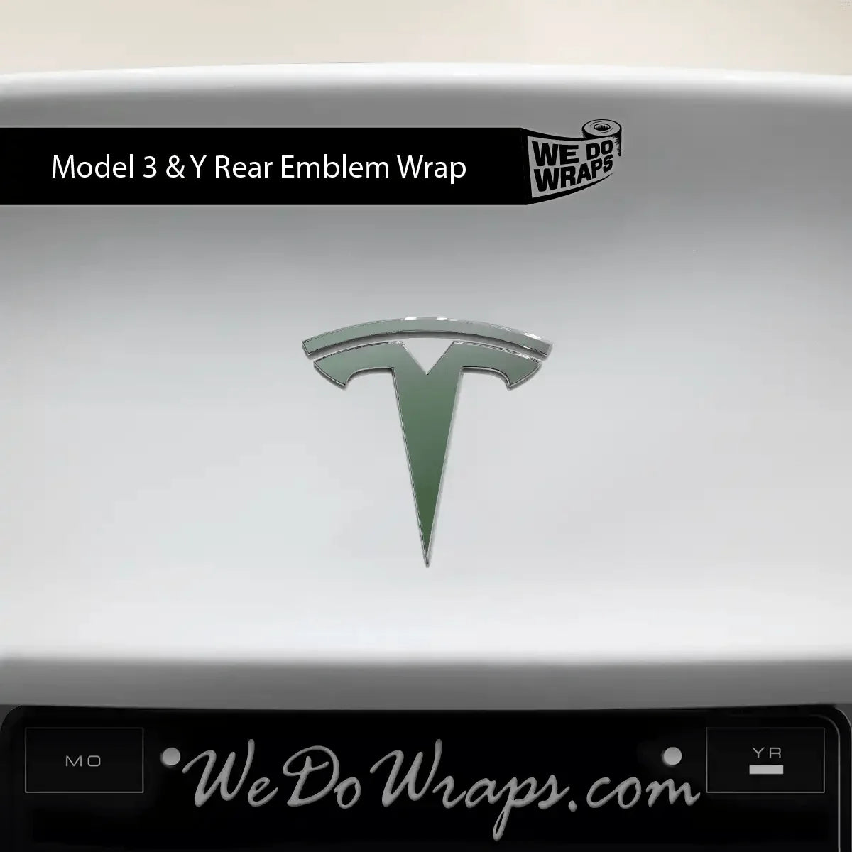 3M Matte Military Green Tesla Emblem Decals (Front + Back) | Model 3