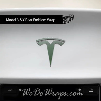 3M Matte Military Green Tesla Emblem Decals (Front + Back) | Model 3