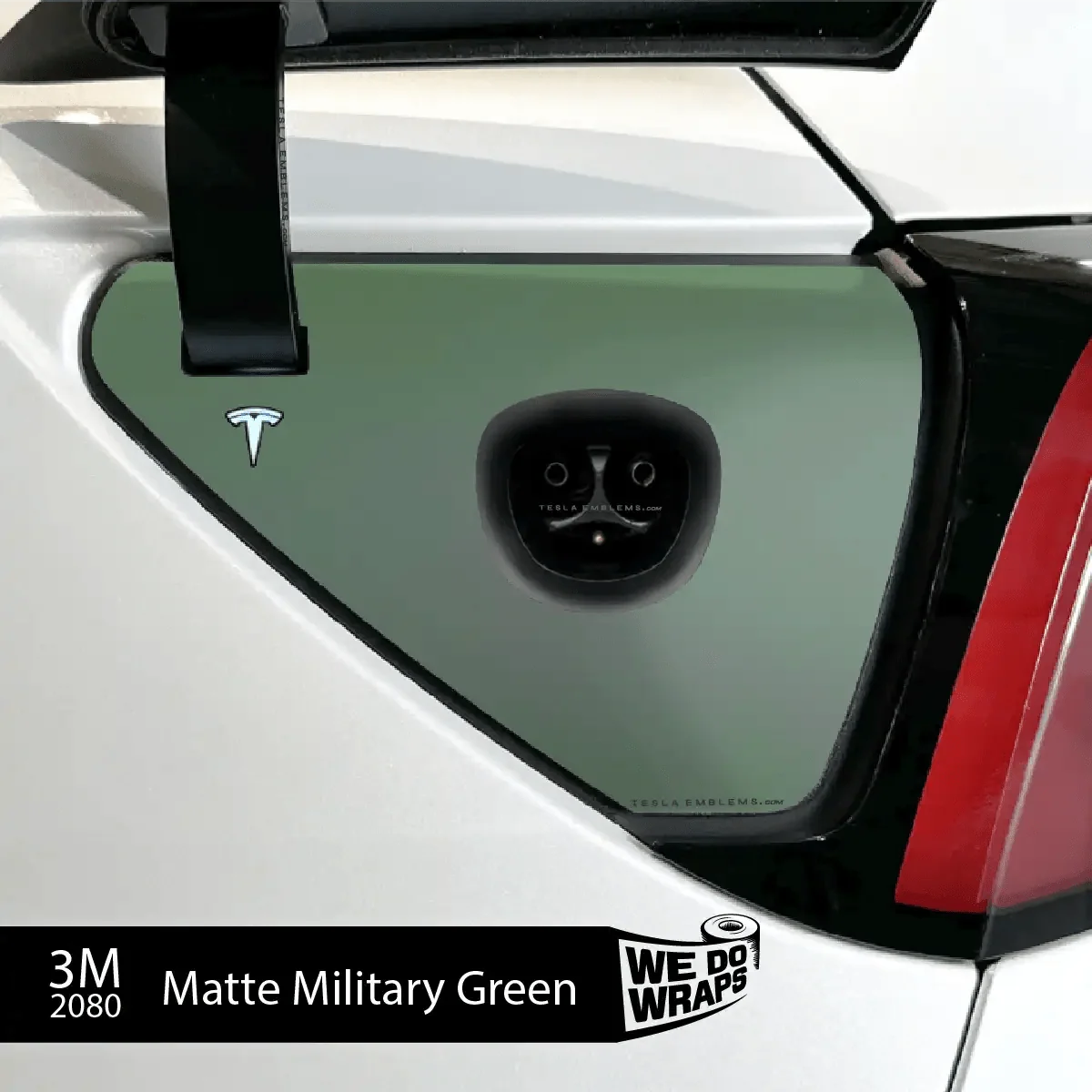 3M Matte Military Green Tesla Charge Port Wrap | Model Y