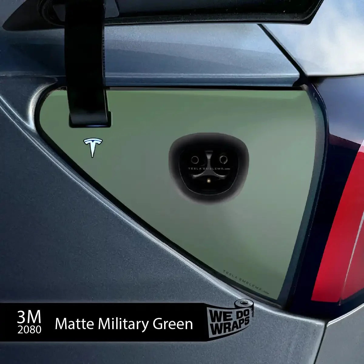 3M Matte Military Green Tesla Charge Port Wrap | Model Y