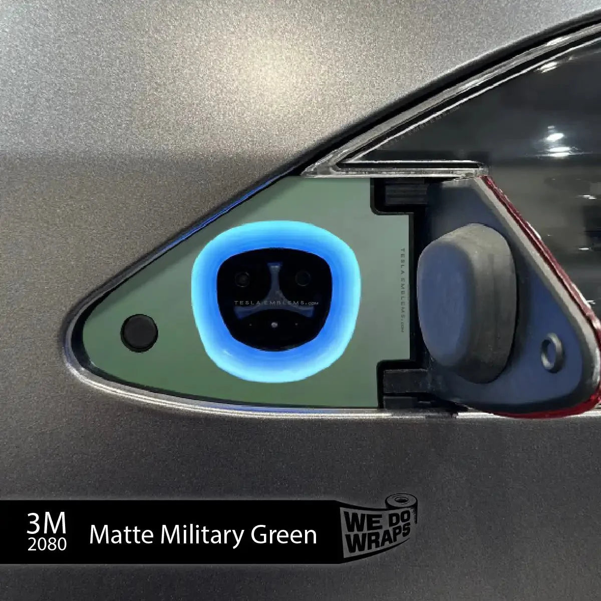 3M Matte Military Green Tesla Charge Port Wrap | Model X
