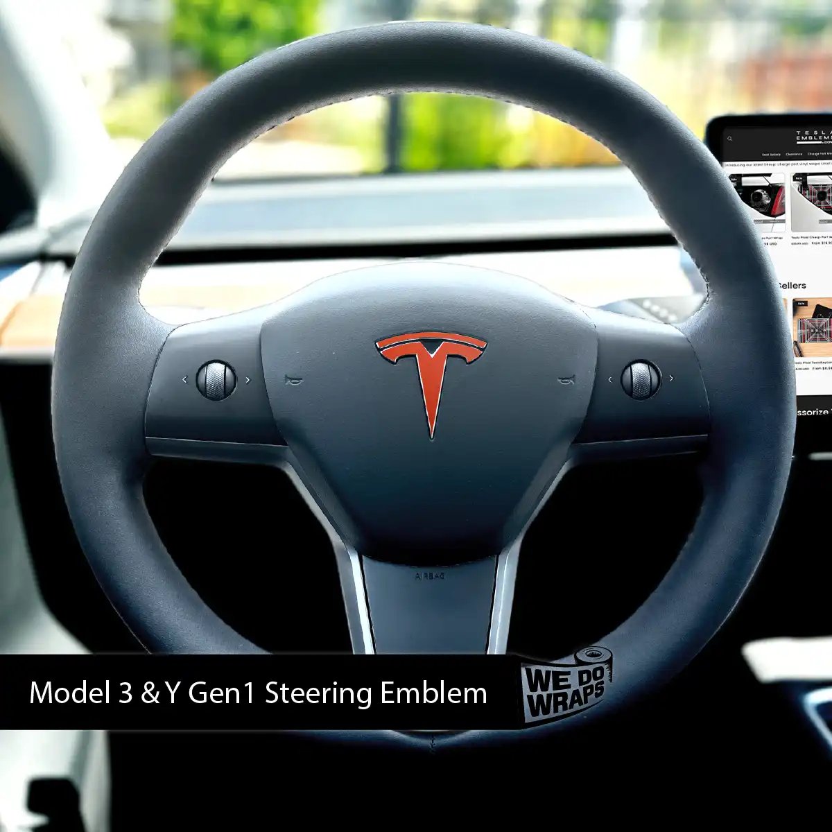 3M Matte Red Tesla Steering Wheel Wrap | M3 2017-Jan 2024