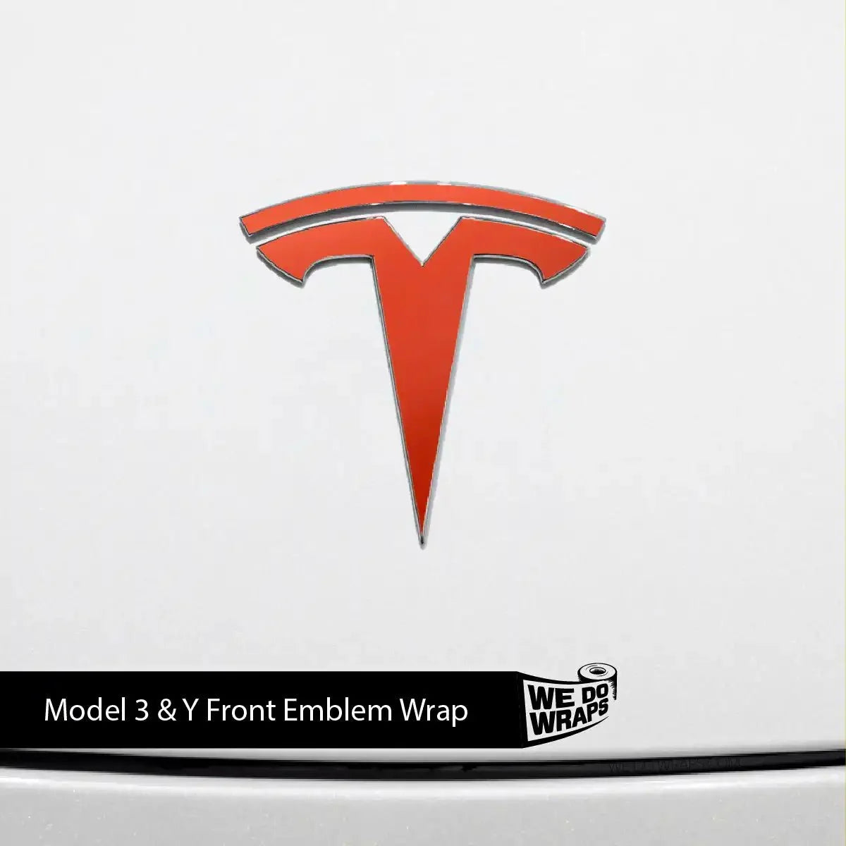 3M Matte Red Tesla Emblem Decals (Front + Back) | Model 3