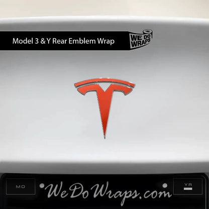 3M Matte Red Tesla Emblem Decals (Front + Back) | Model 3