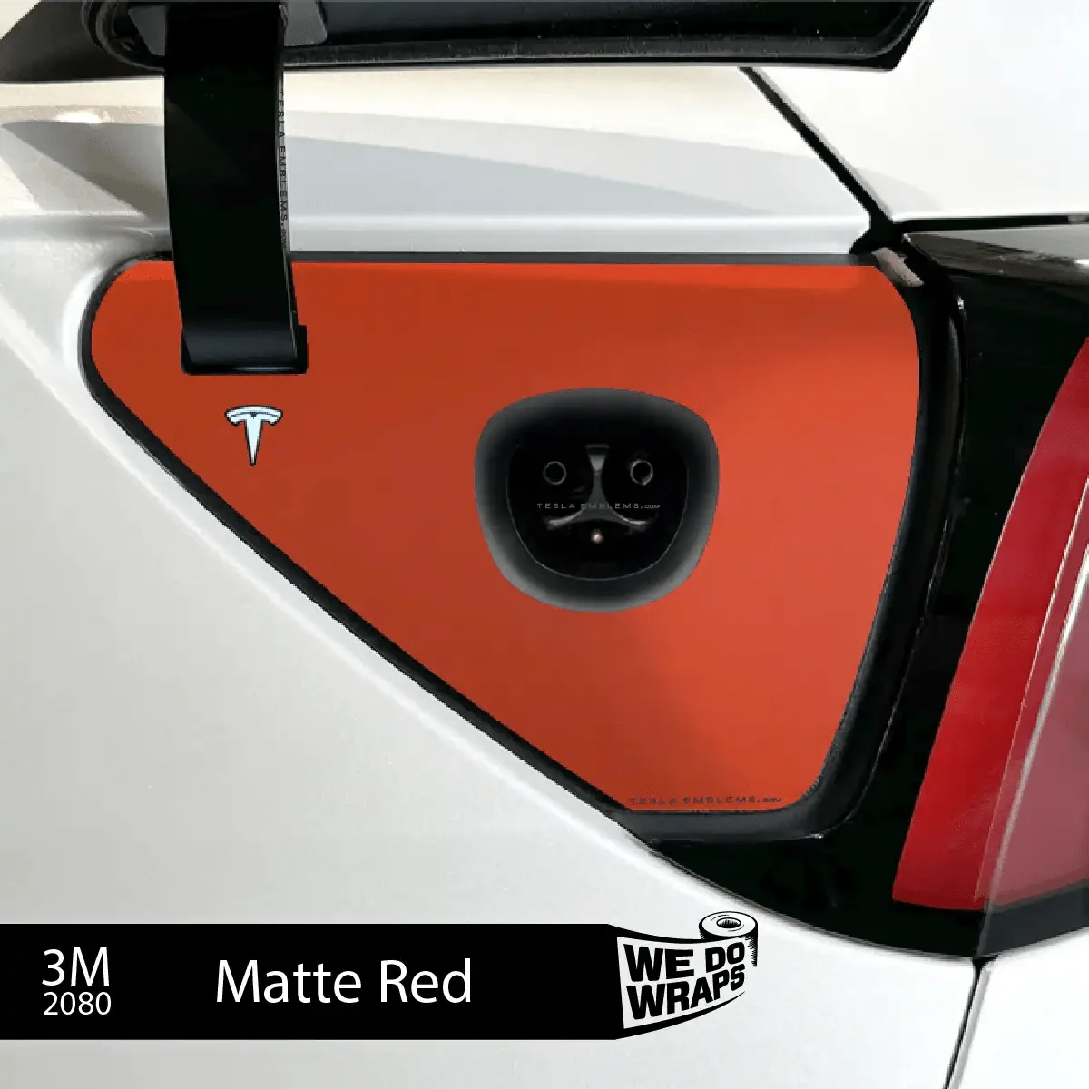 3M Matte Red Tesla Charge Port Wrap | Model 3