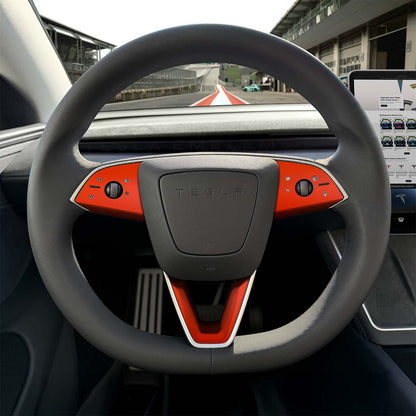 3M Matte Red Tesla Steering Wheel Trim Decal Kit (3pcs) | Model 3
