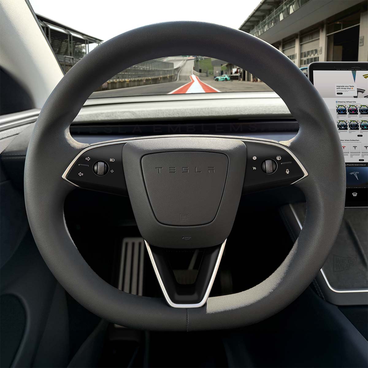3M Satin Black Tesla Steering Wheel Decals (3pcs) | Model 3