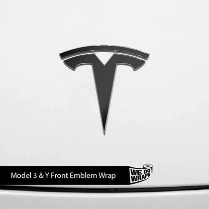 3M Satin Black Tesla Emblem Decals (Front + Back) | Model Y
