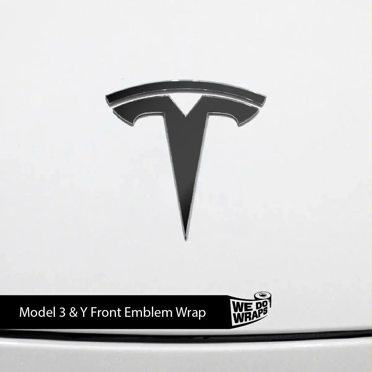 3M Satin Black Tesla Emblem Decals (Front + Back) | Model 3
