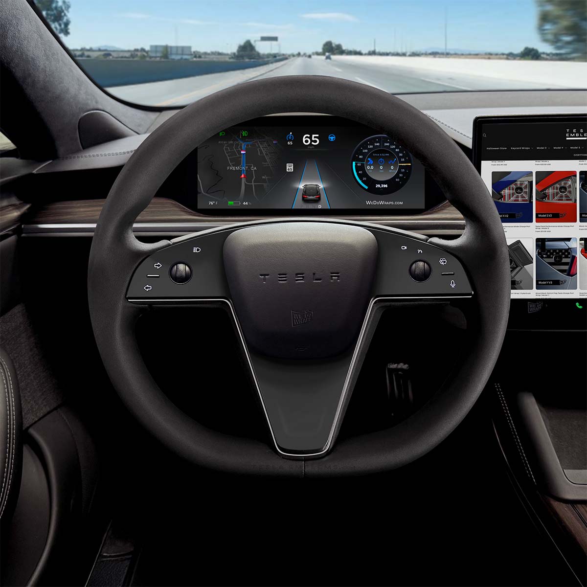 3M Satin Black Tesla Steering Wheel Trim Decal Kit (3pcs) | Model X ’21-26