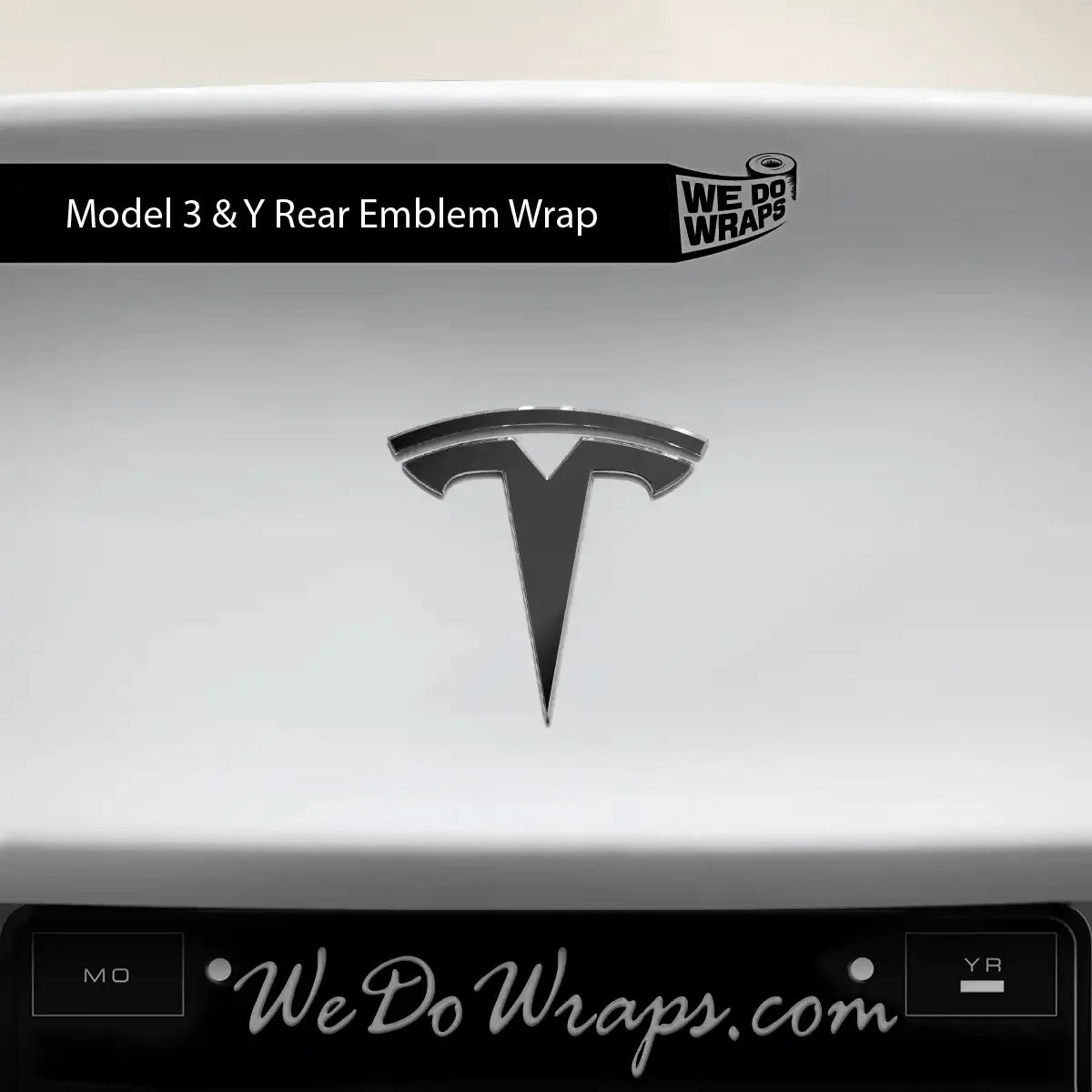3M Satin Black Tesla Emblem Decals (Front + Back) | Model Y
