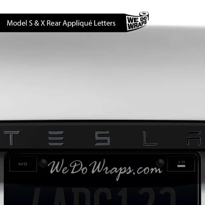 3M Satin Black Tesla Emblem Decals (Front + Back) | Model X