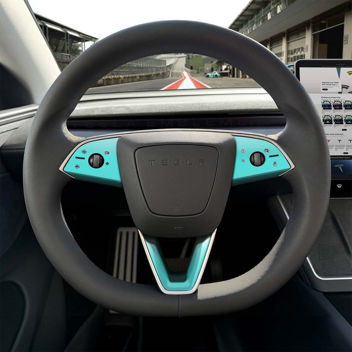 3M Satin Key West Tesla Steering Wheel Trim Decal Kit (3pcs) | Model 3