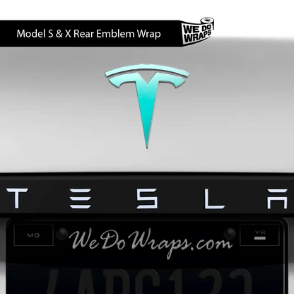 3M Satin Key West Tesla Emblem Decals (Front + Back) | Model X
