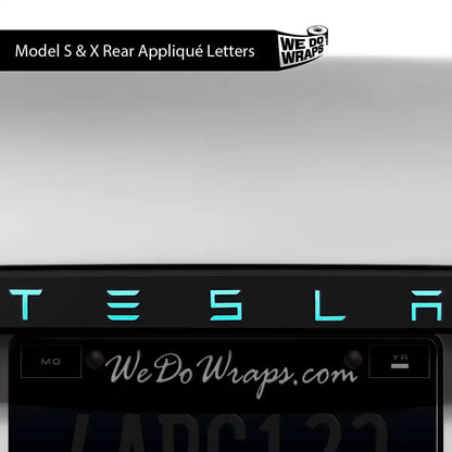 3M Satin Key West Tesla Emblem Decals (Front + Back) | Model S