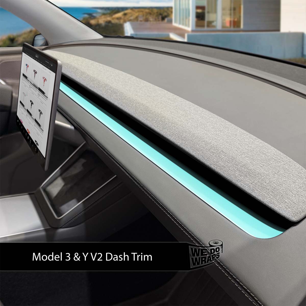 3M Satin Key West Tesla Dash Trim Wrap | Model Y 2026