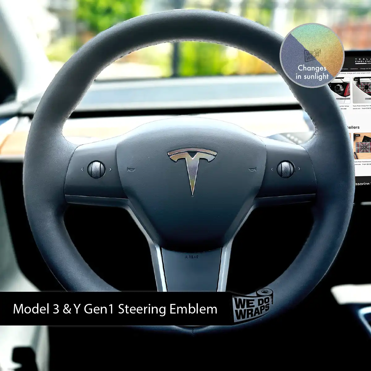 3M Satin Psychedelic Flip Tesla Steering Wheel Wrap | M3 2017-Jan 2024