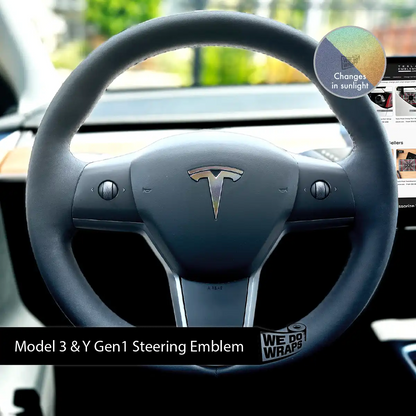 3M Satin Psychedelic Flip Tesla Steering Wheel Wrap | M3 2017-Jan 2024