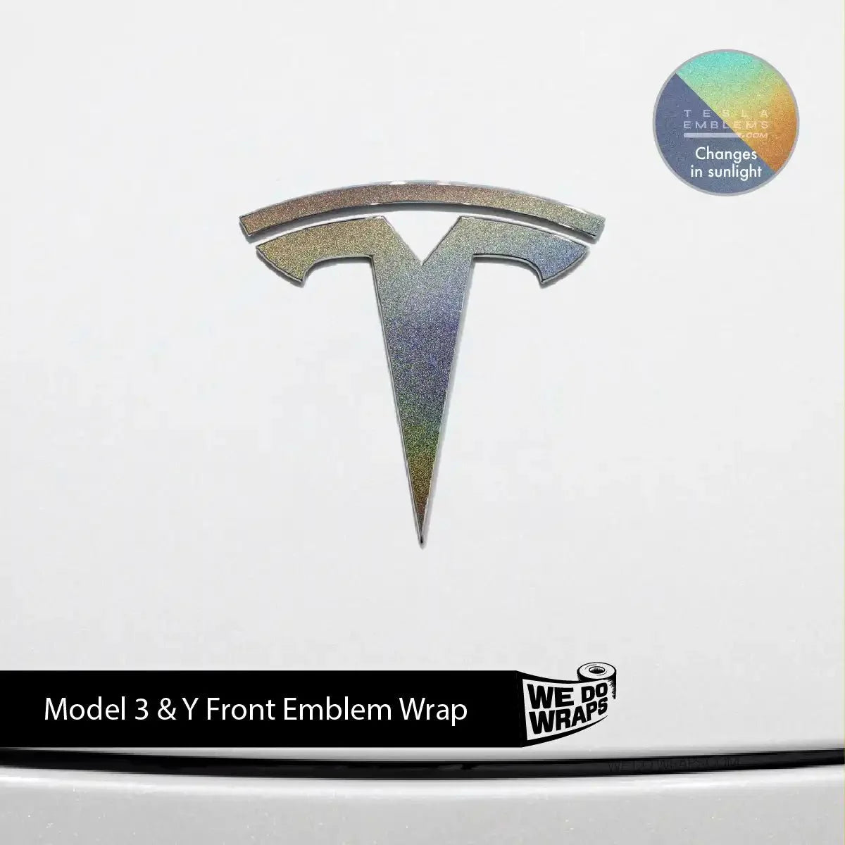 3M Satin Psychedelic Flip Tesla Emblem Decals (Front + Back) | Model 3