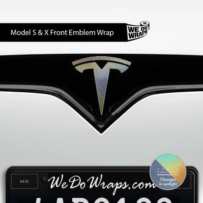 3M Satin Psychedelic Flip Tesla Emblem Decals (Front + Back) | Model X
