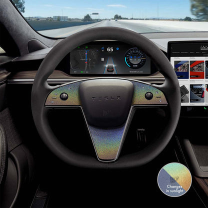 3M Satin Psychedelic Flip Tesla Steering Wheel Trim Decal Kit (3pcs) | Model S ’21-26