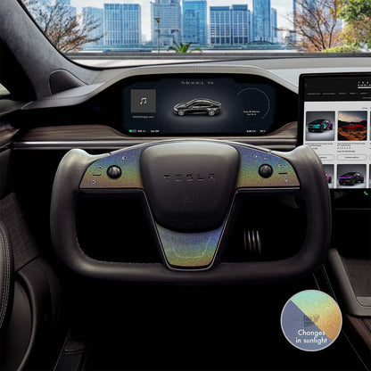 3M Satin Psychedelic Flip Tesla Steering Wheel Trim Decal Kit (3pcs) | Model X ’21-26