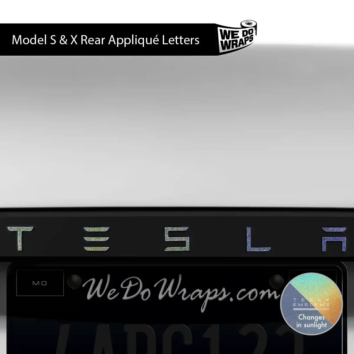 3M Satin Psychedelic Flip Tesla Emblem Decals (Front + Back) | Model X