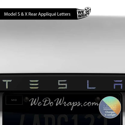 3M Satin Psychedelic Flip Tesla Emblem Decals (Front + Back) | Model X