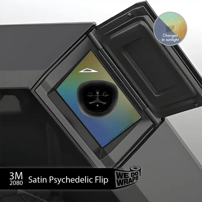 3M Satin Psychedelic Flip Tesla Charge Port Wrap | Cybertruck