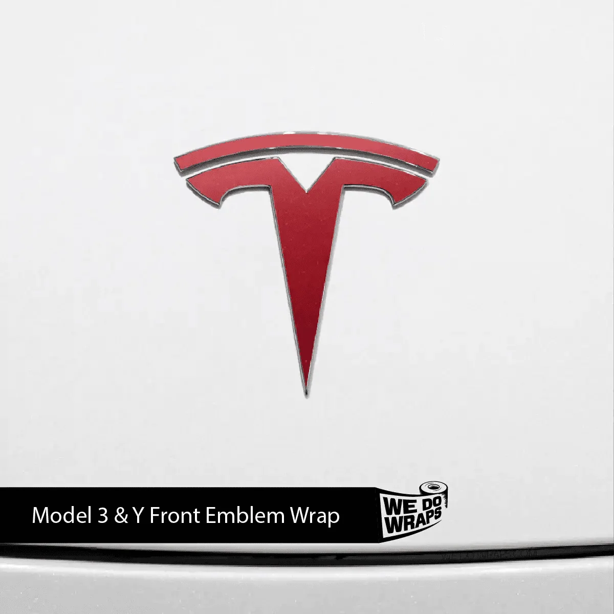 3M Satin Vampire Red Tesla Emblem Decals (Front + Back) | Model 3