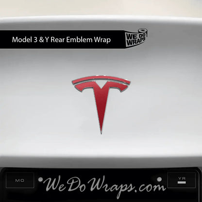3M Satin Vampire Red Tesla Emblem Decals (Front + Back) | Model 3