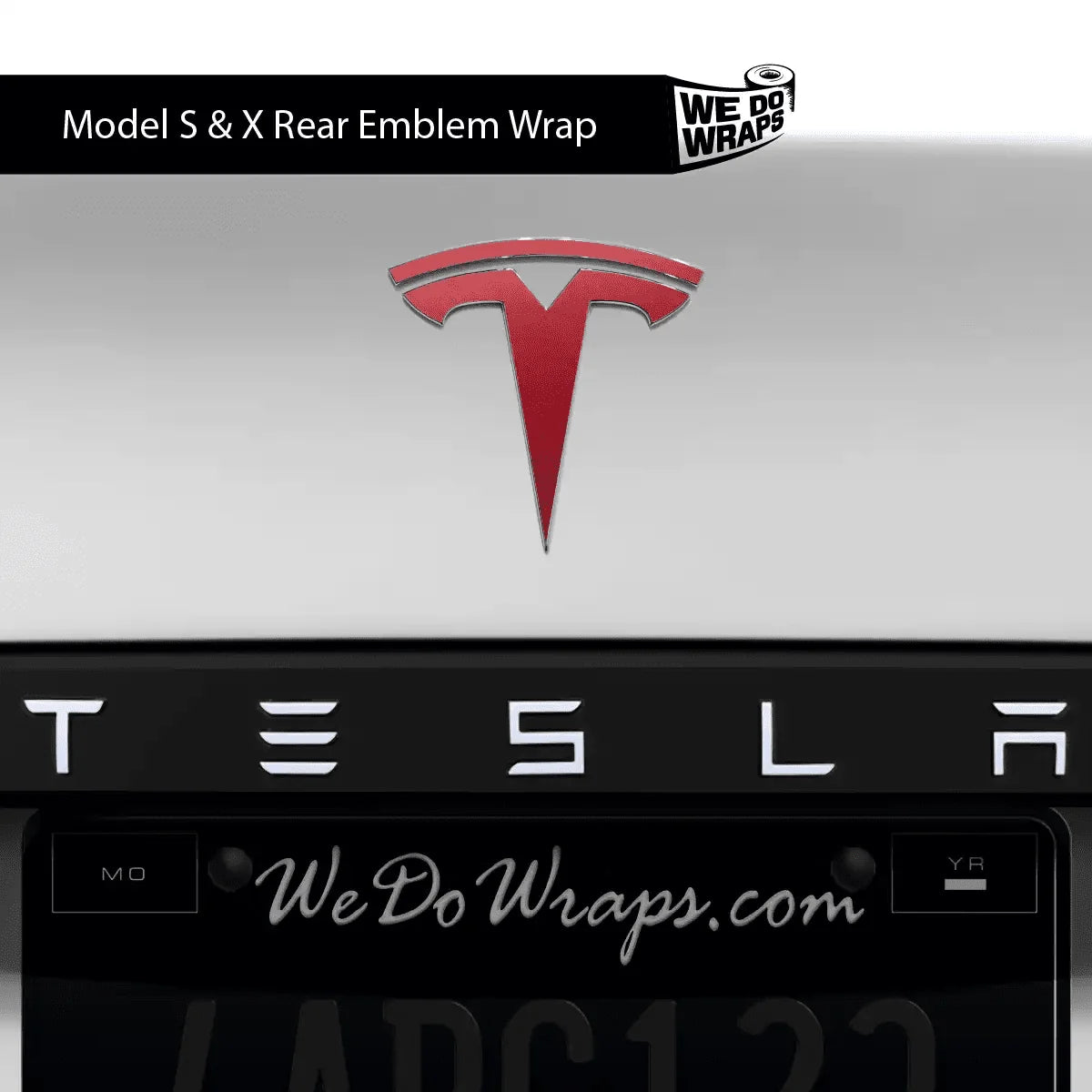 3M Satin Vampire Red Tesla Emblem Decals (Front + Back) | Model S