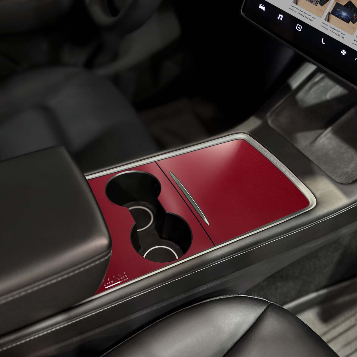 3M Satin Vampire Red | Tesla Center Console Wrap Kit | Model Y '21-25