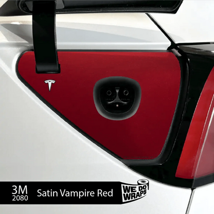 3M Satin Vampire Red Tesla Charge Port Wrap | Model 3