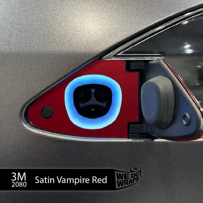 3M Satin Vampire Red Tesla Charge Port Wrap | Model S