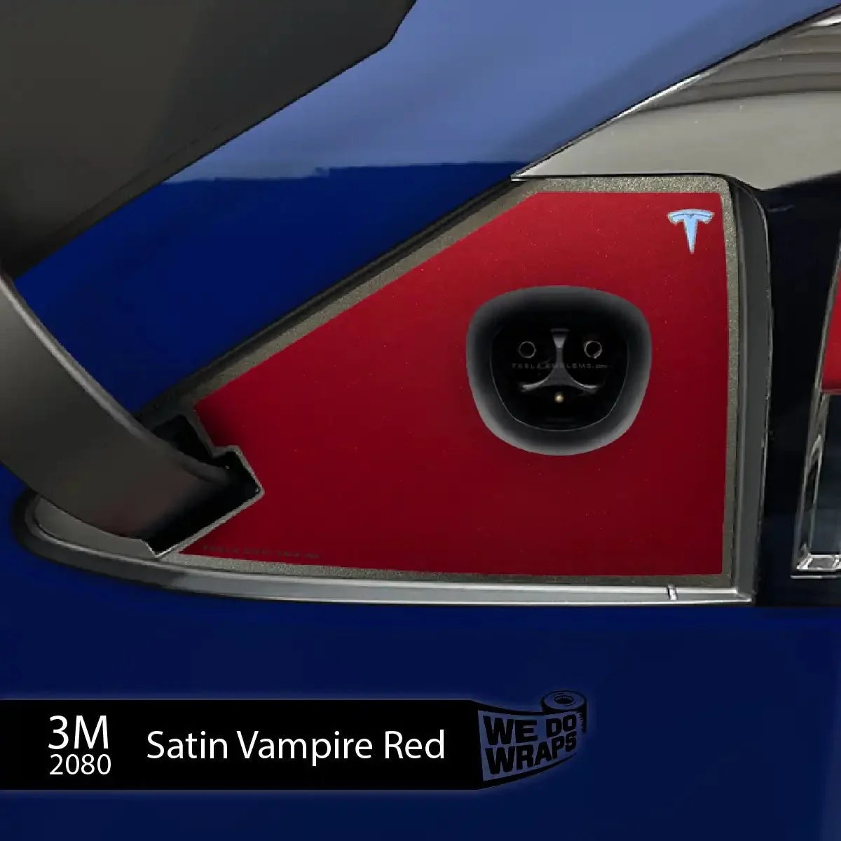 3M Satin Vampire Red Tesla Charge Port Wrap | Model X