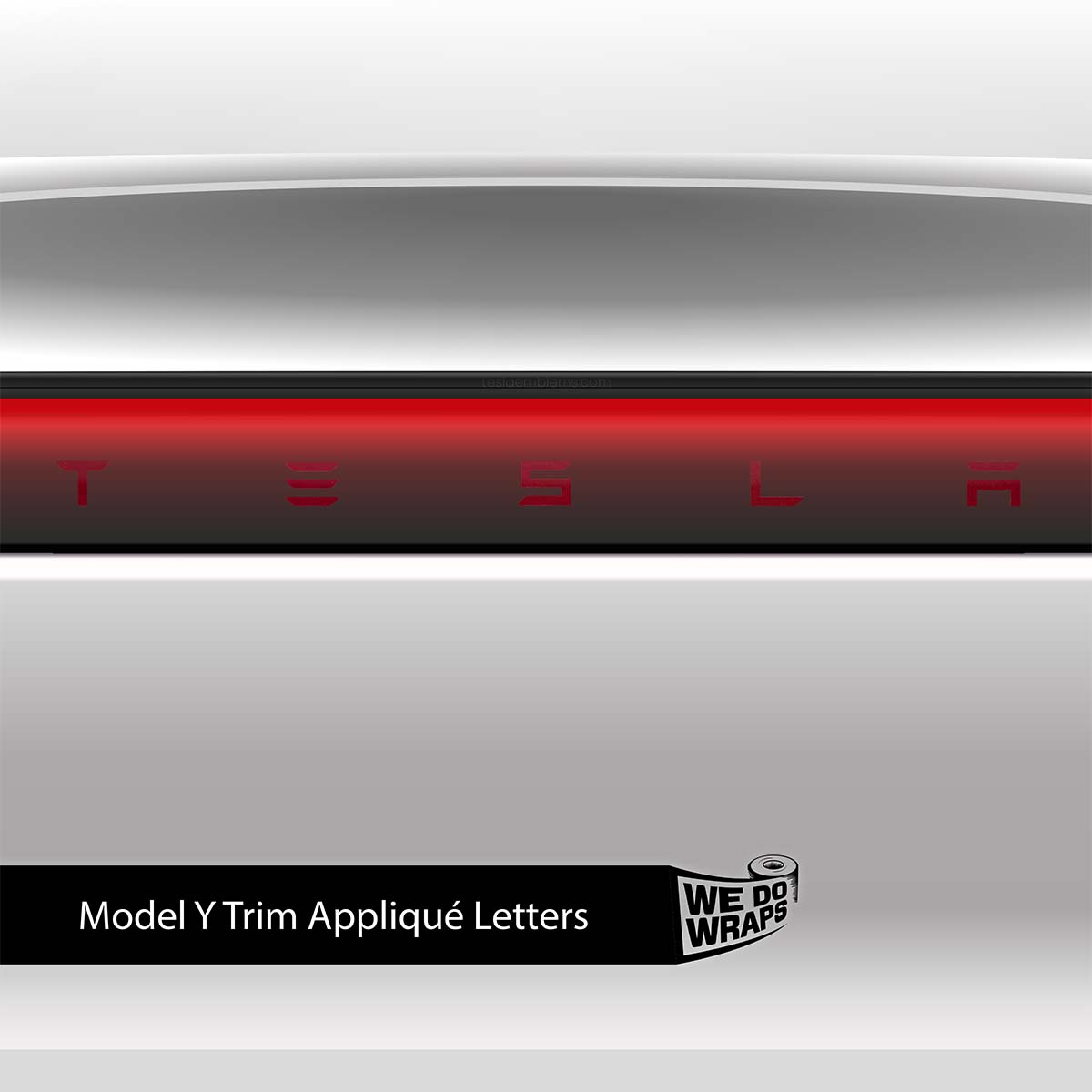 3M Satin Vampire Red Tesla Emblem Decals (Front + Back) | Model Y