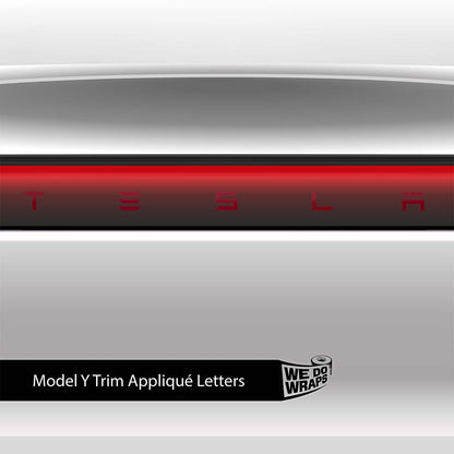 3M Satin Vampire Red Tesla Emblem Decals (Front + Back) | Model Y