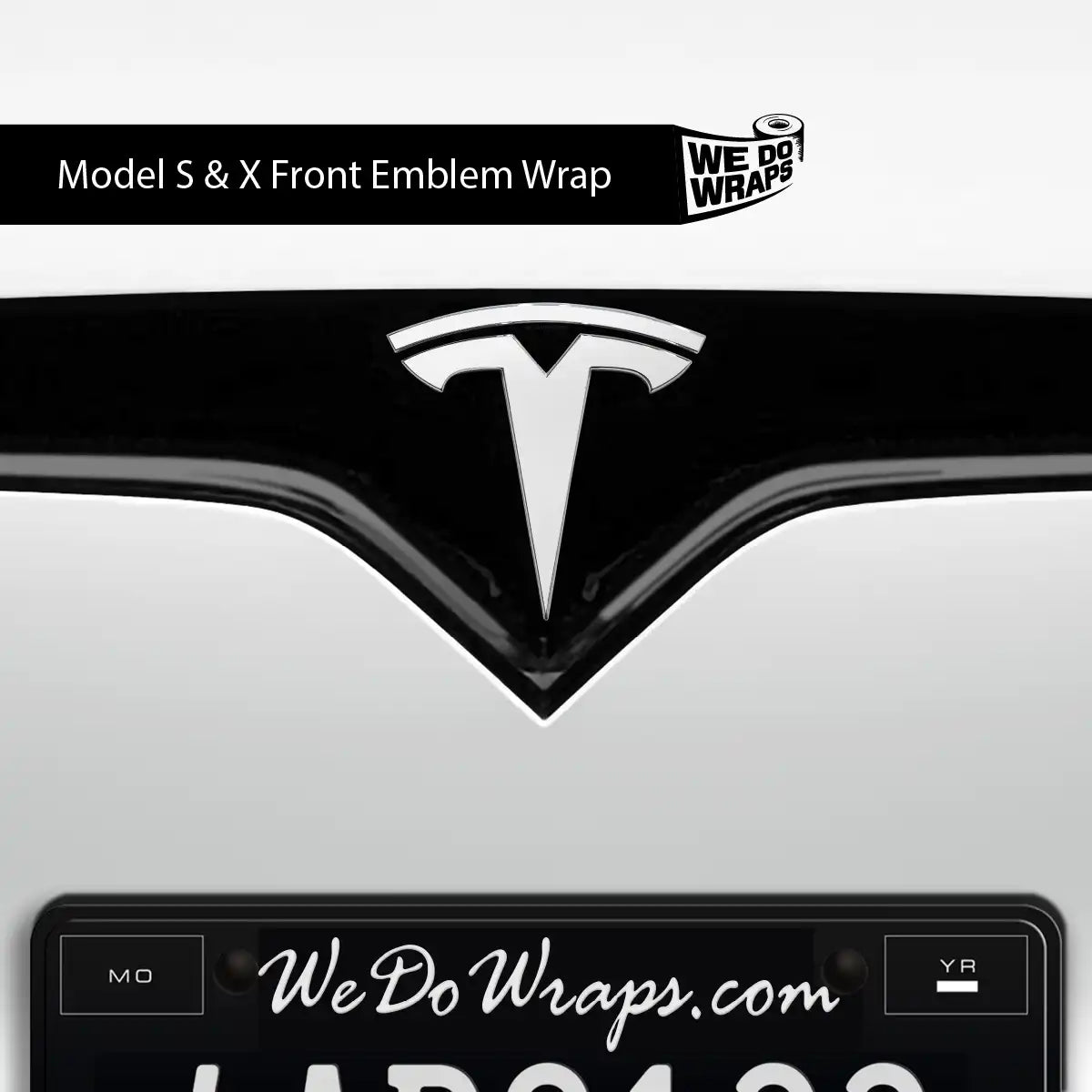 3M Satin White Tesla Emblem Decals (Front + Back) | Model X