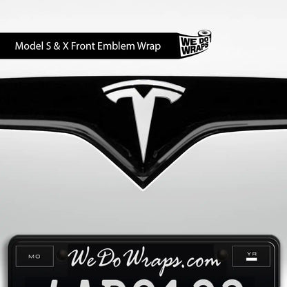 3M Satin White Tesla Emblem Decals (Front + Back) | Model S