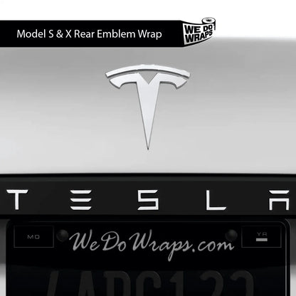 3M Satin White Tesla Emblem Decals (Front + Back) | Model S