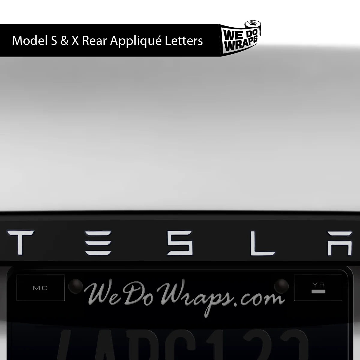 3M Satin White Tesla Emblem Decals (Front + Back) | Model X