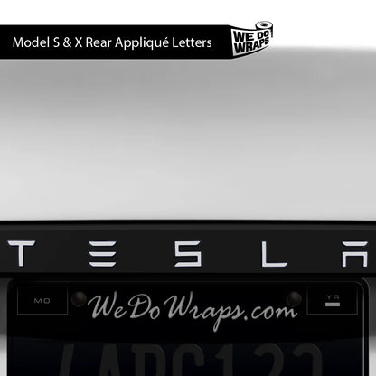 3M Satin White Tesla Emblem Decals (Front + Back) | Model X