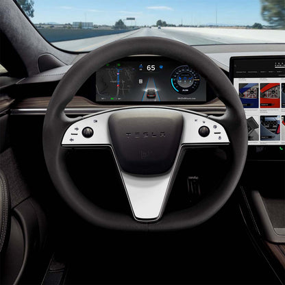 3M Satin White Tesla Steering Wheel Trim Decal Kit (3pcs) | Model S ’21-26