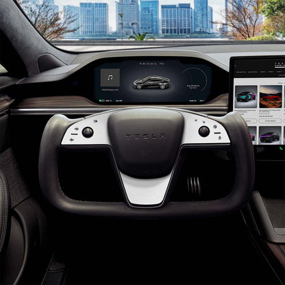 3M Satin White Tesla Steering Wheel Trim Decal Kit (3pcs) | Model S ’21-26