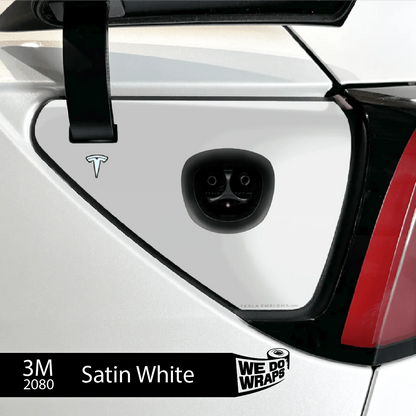 3M Satin White Tesla Charge Port Wrap | Model Y